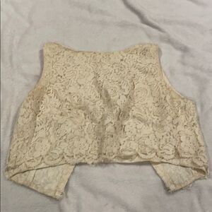 VINTAGE OPEN BACK FLORAL TOP ONE SIZE CREAM